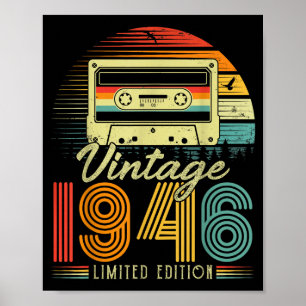 Retro Vintage 1946 Beperkte Editie 80 Jaar Oud Bi Poster