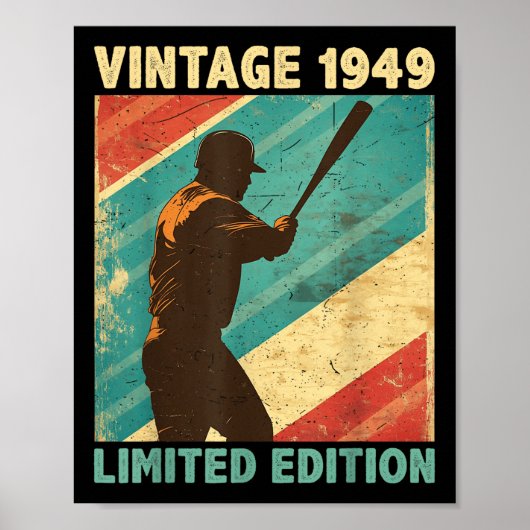 Retro Vintage 1949 Baseball Lover Limited Edition Poster (Voorkant)