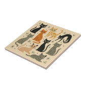 Retro Vintage 1950s Cat Pattern Tegeltje (Zijkant)