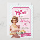 Retro Vintage 50s verjaardagsfeestje voor volwasse Kaart (Voorkant)