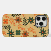 Retro Vintage 70s Bloem Bloem Bladeren Patroon iPhone Hoesje (Achterkant horizontaal)