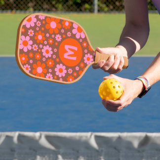 Retro Vintage 70s Bloemmotief Persoonlijk Pickleball Paddle