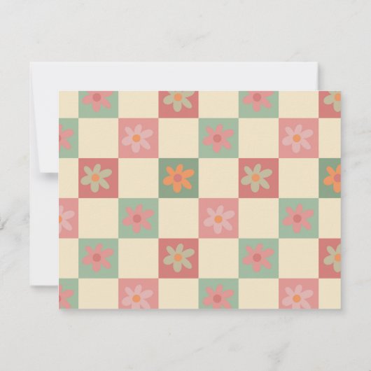 Retro Vintage 70s bruiloft QR RSVP (Achterkant)