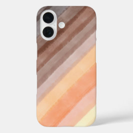 Retro vintage 70s strepen waterverf oranje bruin iPhone 16 hoesje