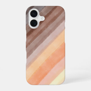 Retro vintage 70s strepen waterverf oranje bruin iPhone 16 hoesje