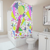 Retro Vintage 80s and 90s Style Douchegordijn (In situ)