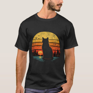 Retro Vintage 80s Cats Sunset T-shirt