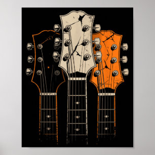Retro Vintage 80s Silhouette Rock Muziek Gitaar Pl Poster