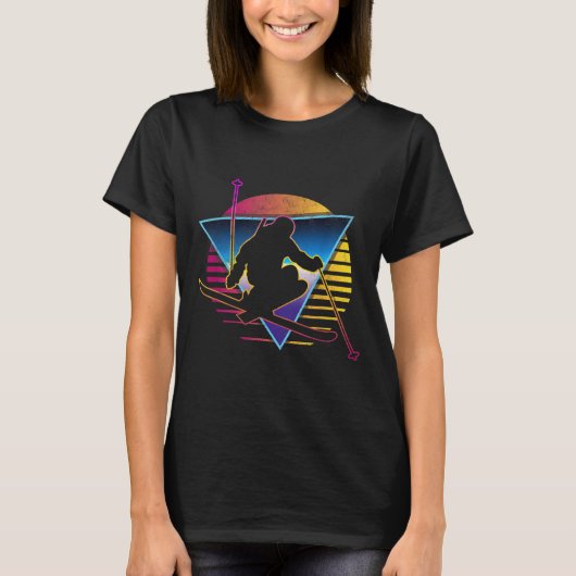Retro Vintage 80s Skiën T-shirt (Voorkant)