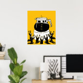 Retro Vintage Aanbidding Koffie, Grappige Aanbiddi Poster (Thuiskantoor)