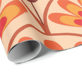 Retro Vintage Abstracte Bloemen op Schelpvorm Cadeaupapier (Rol Hoek)