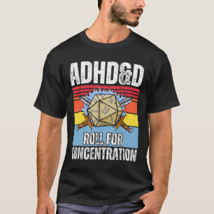 Retro Vintage Adhdandd Roll Voor Concentratie Grap T-shirt