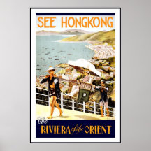 Retro Vintage Afbeelding Reizen Hong Kong Afdruk