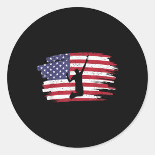 Retro Vintage Amerikaanse Vlag Badminton 4 juli Ronde Sticker