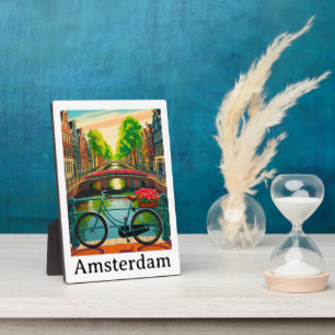 Retro Vintage Amsterdam Holland Gracht Stad Reizen Fotoplaat