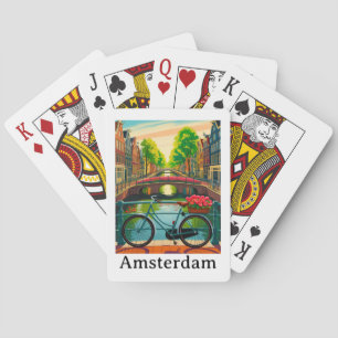 Retro Vintage Amsterdam Holland Kanaal Stad Reizen Pokerkaarten