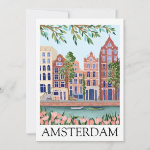 Retro Vintage Amsterdam Nederland Architectuur Kaart