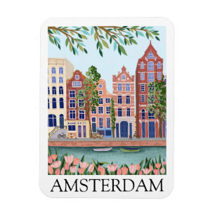 Retro Vintage Amsterdam Nederland Architectuur Magneet