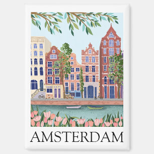 Retro Vintage Amsterdam Nederland Architectuur Magneet