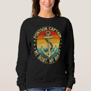 Retro Vintage Anker Pontoon Kapitein Mijn Boot Mij Trui