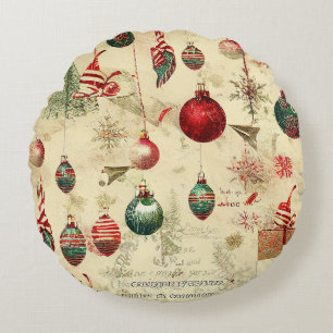 Retro Vintage Antieke Kerstballen Rond Kussen