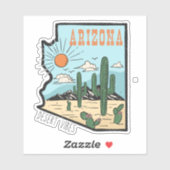 Retro Vintage Arizona Woestijn Cactus Reis Sticker (Vel)