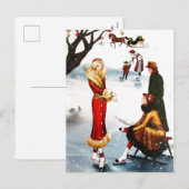 Retro vintage art deco kerst mensen briefkaart (Voorkant / Achterkant)