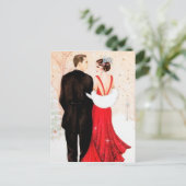 Retro vintage art deco kerstpaar feestdagenkaart (Staand voorkant)