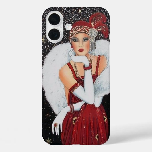 Retro vintage Art Deco lady  Case-Mate iPhone Case (Achterkant)