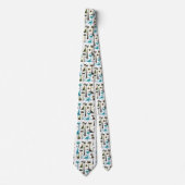Retro Vintage Atomkatten Zwart Turquoise Wit Stropdas (Voorkant)