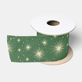 Retro Vintage Atoom Sterrenexplosies op Groen Satijnen Lint