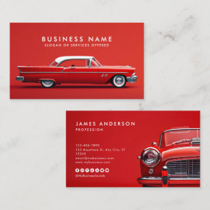 Retro Vintage Auto/Auto QR Code Social Media Picto Visitekaartje