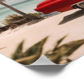 Retro Vintage Auto op het strand Kunst Poster (Hoek)