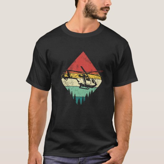 Retro Vintage Aviator Helicopter T-shirt (Voorkant)