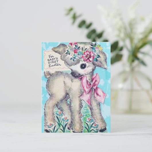 Retro vintage baby's eerste Pasen kaart (Staand voorkant)