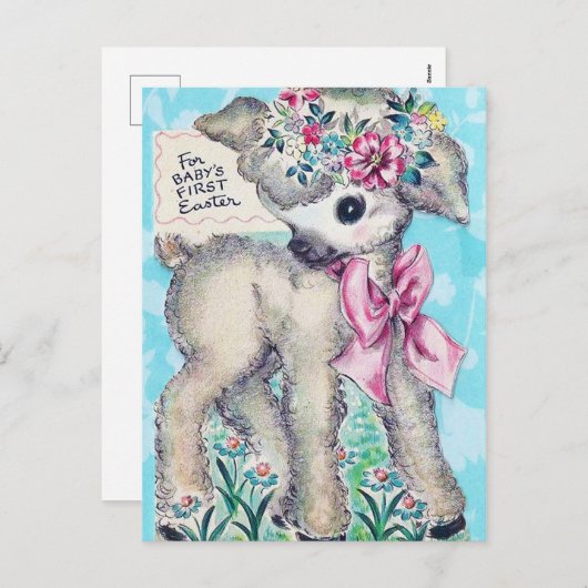 Retro vintage baby's eerste Pasen kaart (Voorkant / Achterkant)