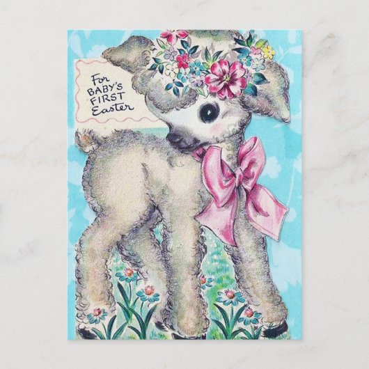 Retro vintage baby's eerste Pasen kaart (Voorkant)