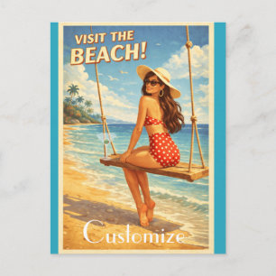 Retro Vintage Badende Schone Thunder_Cove Briefkaart