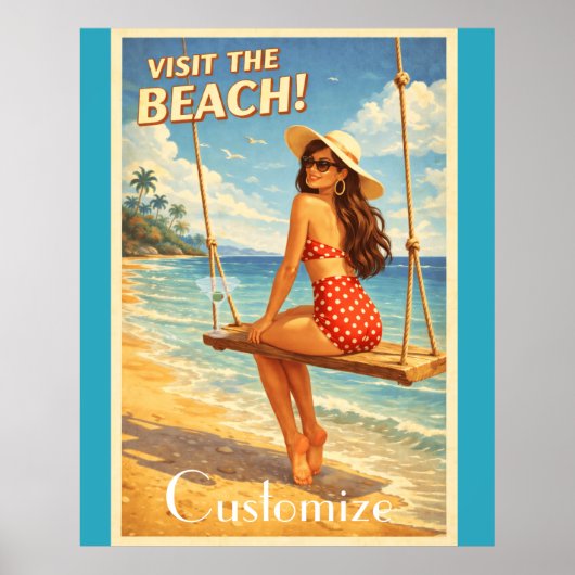 Retro Vintage Badende Schoonheid Thunder_Cove  Poster (Voorkant)