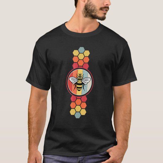 Retro Vintage Bee Honeycomb Beekeeper Beekeeping T-shirt (Voorkant)