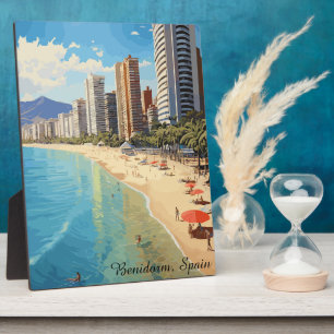 Retro Vintage Benidorm Spanje Reizen Middellandse Fotoplaat