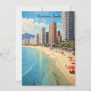 Retro Vintage Benidorm Spanje Reizen Middellandse Kaart