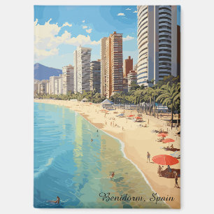 Retro Vintage Benidorm Spanje Reizen Middellandse Magneet