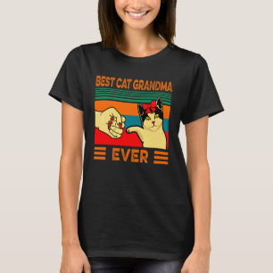 Retro Vintage Beste Kat Oma Ooit Grappige Vuist St T-shirt