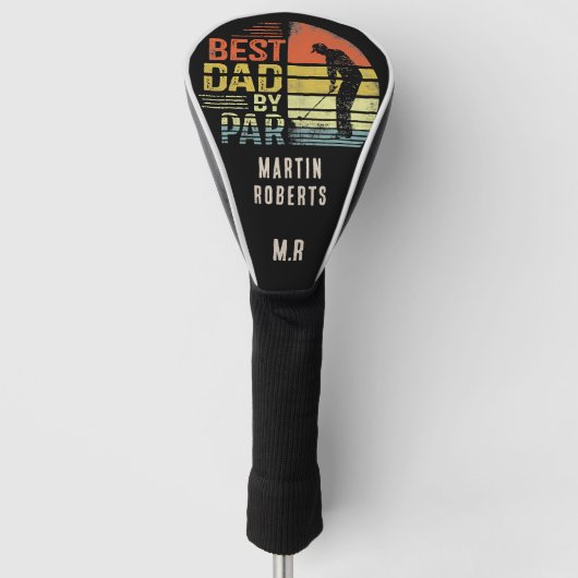 Retro Vintage 'Beste Papa volgens Par' Monogram Golfheadcover (Voorkant)