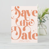 Retro Vintage Bewaar de datum foto | Terracotta  Aankondiging (Staand voorkant)