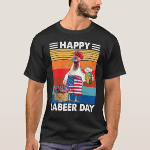 Retro Vintage Bier Labor Day Kip Amerikaanse Vlag T-shirt