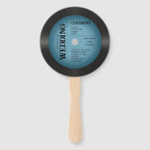 Retro Vintage Blauw Vinylplaat Huwelijksprogramma Handwaaier (Voorkant)
