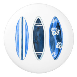Retro Vintage Blauwe Surfplanken Keramische Knop