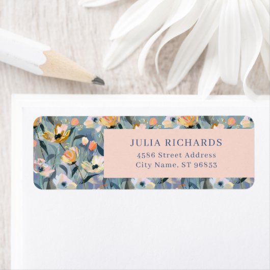 Retro Vintage Bloem Retouradres Label